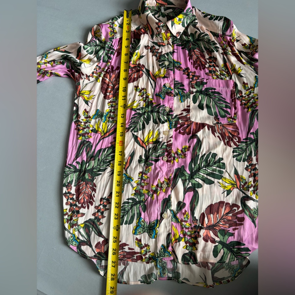 Free People Womens Long Sleeve Under The Palms Button Up Floral Resort Blouse XS - Picture 7 of 10